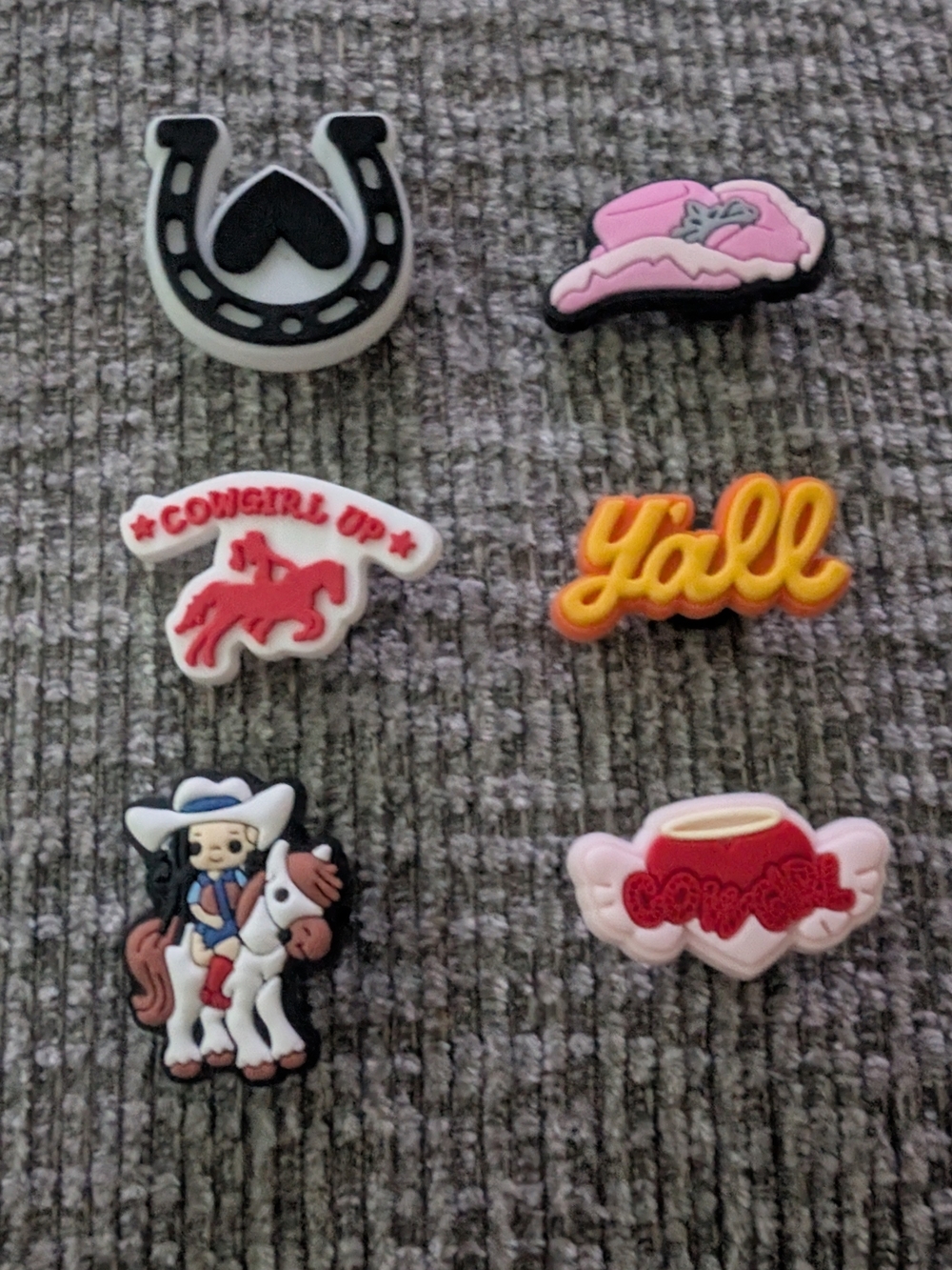 Cowgirl Boot & Y'all Croc Charms - Pink, Yellow, Red, Black  6 Western Charms